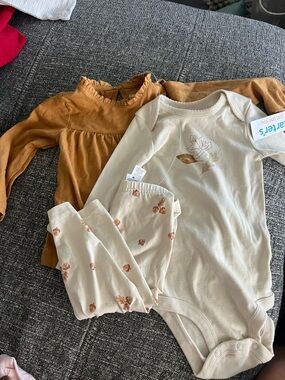 Carter's Cream and Rust/Tan Baby Matching Set